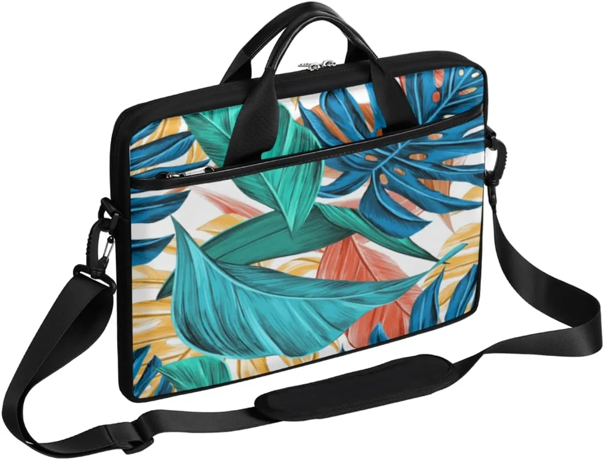 Modern Leafs Bright Laptop Bag for Women Men Waterproof Laptop Sleeve Case with Shoulder Strap Business Briefcase 14-15.6 Inch Laptop Carrier