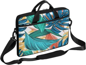 Modern Leafs Bright Laptop Bag for Women Men Waterproof Laptop Sleeve Case with Shoulder Strap Business Briefcase 14-15.6 Inch Laptop Carrier