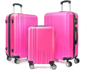 Modern Lightweight Suitcase, Hard Shell 3 Piece Luggage with Hooks and Spinner Wheels ABS Lightweights Checked with Password Lock and Telescopic Rod for Business Travel Domestic Foreign Travel
