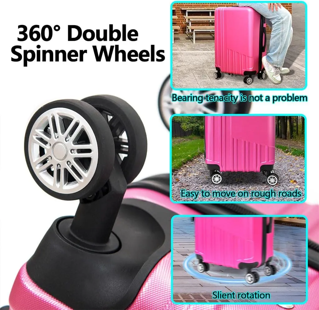 Modern Lightweight Suitcase, Hard Shell 3 Piece Luggage with Hooks and Spinner Wheels ABS Lightweights Checked with Password Lock and Telescopic Rod for Business Travel Domestic Foreign Travel