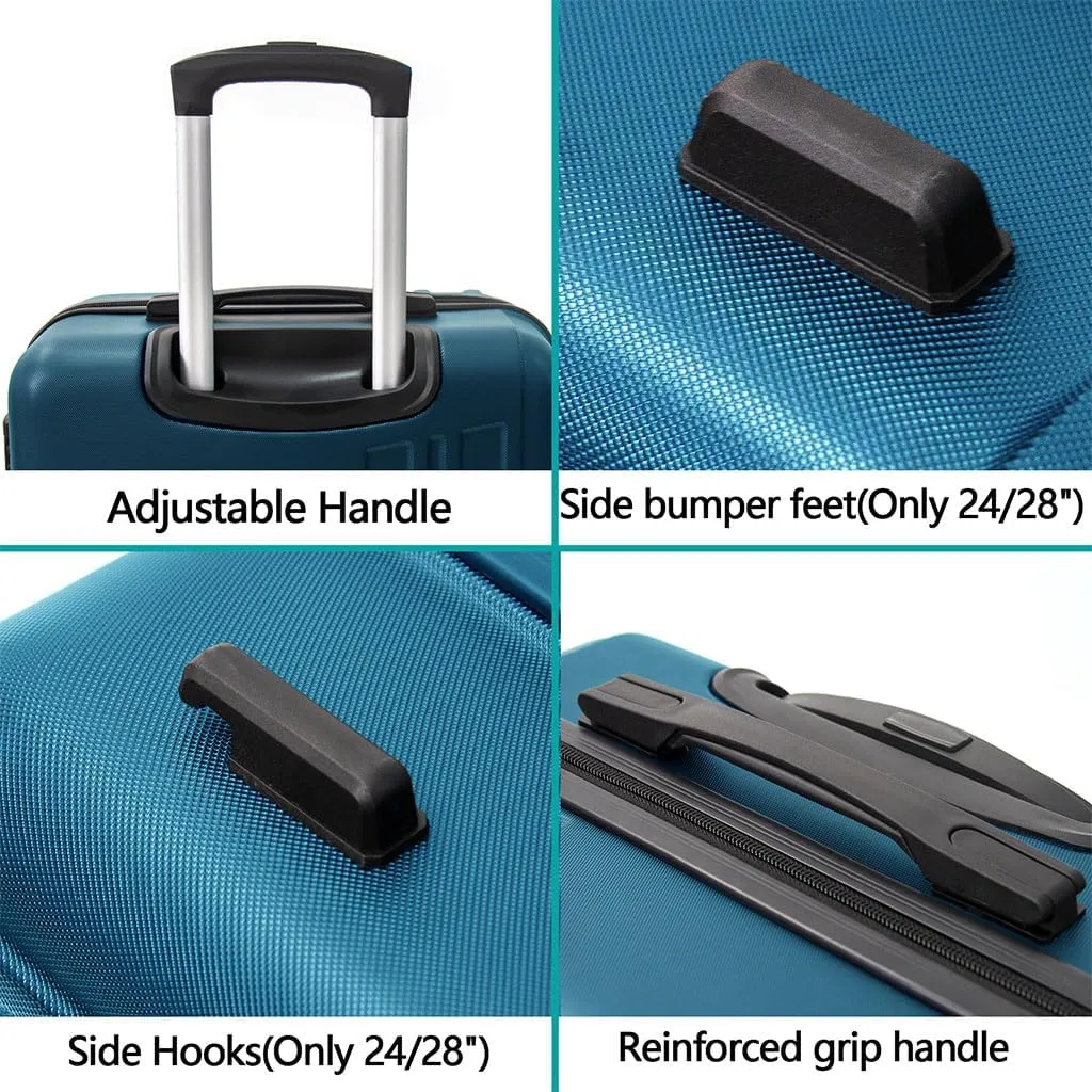 Modern Lightweight Suitcase, Hard Shell 3 Piece Luggage with Hooks and Spinner Wheels ABS Lightweights Checked with Password Lock and Telescopic Rod for Business Travel Domestic Foreign Travel