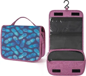 Modern Print,Waterproof Travel Toiletry Hanging Bag,Pineapple Pattern Fruit Watercolor,Makeup bag,Travel Organizers,Cosmetic Travel-Sized Container,Large Capacity for Women,Blue, Blue_20