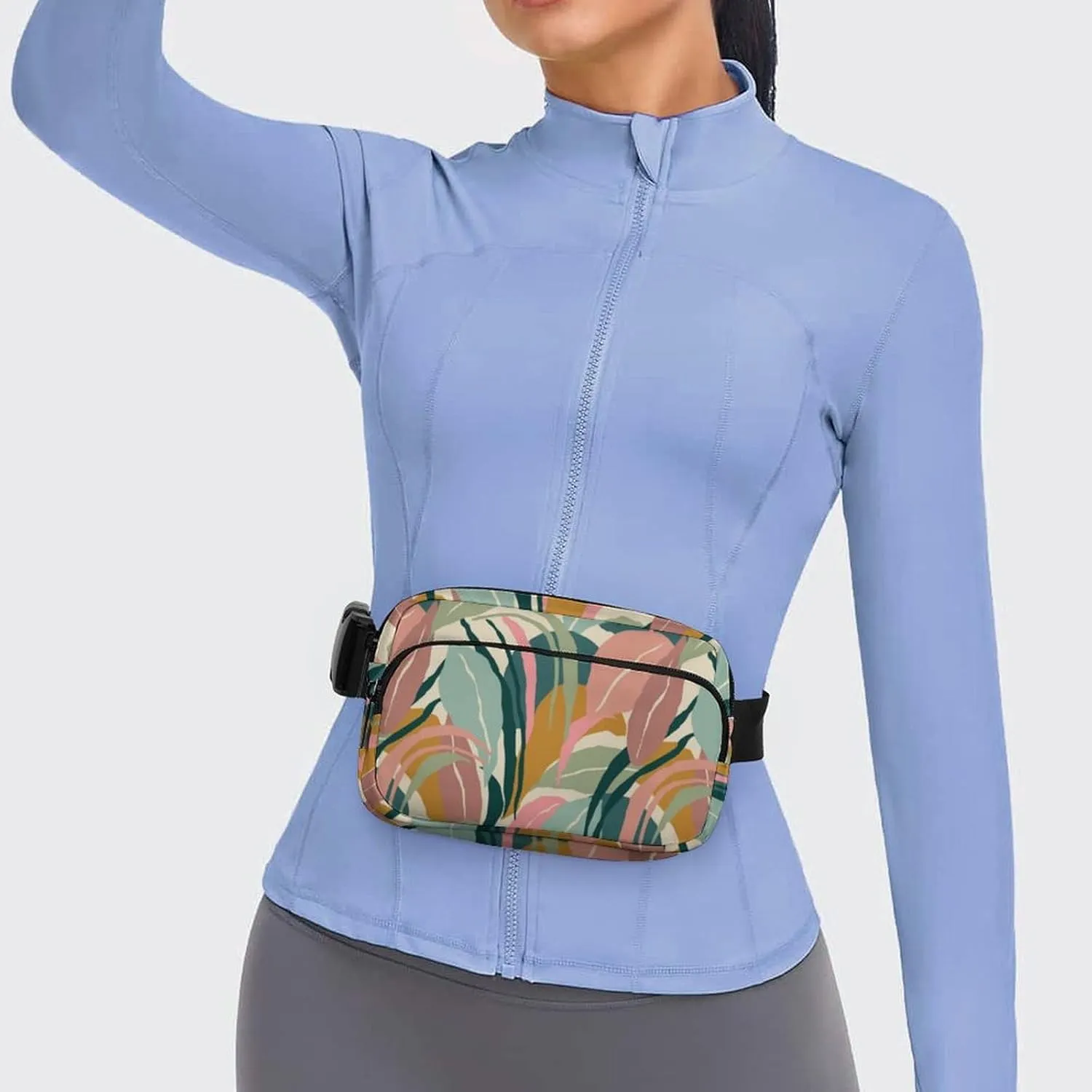 Modern Summer Leaves Belt Bag Fanny Pack Crossbody Abstract Foliage Fashion Waist Packs With Adjustable Strap For Men Women Travel Hiking Cycling Running