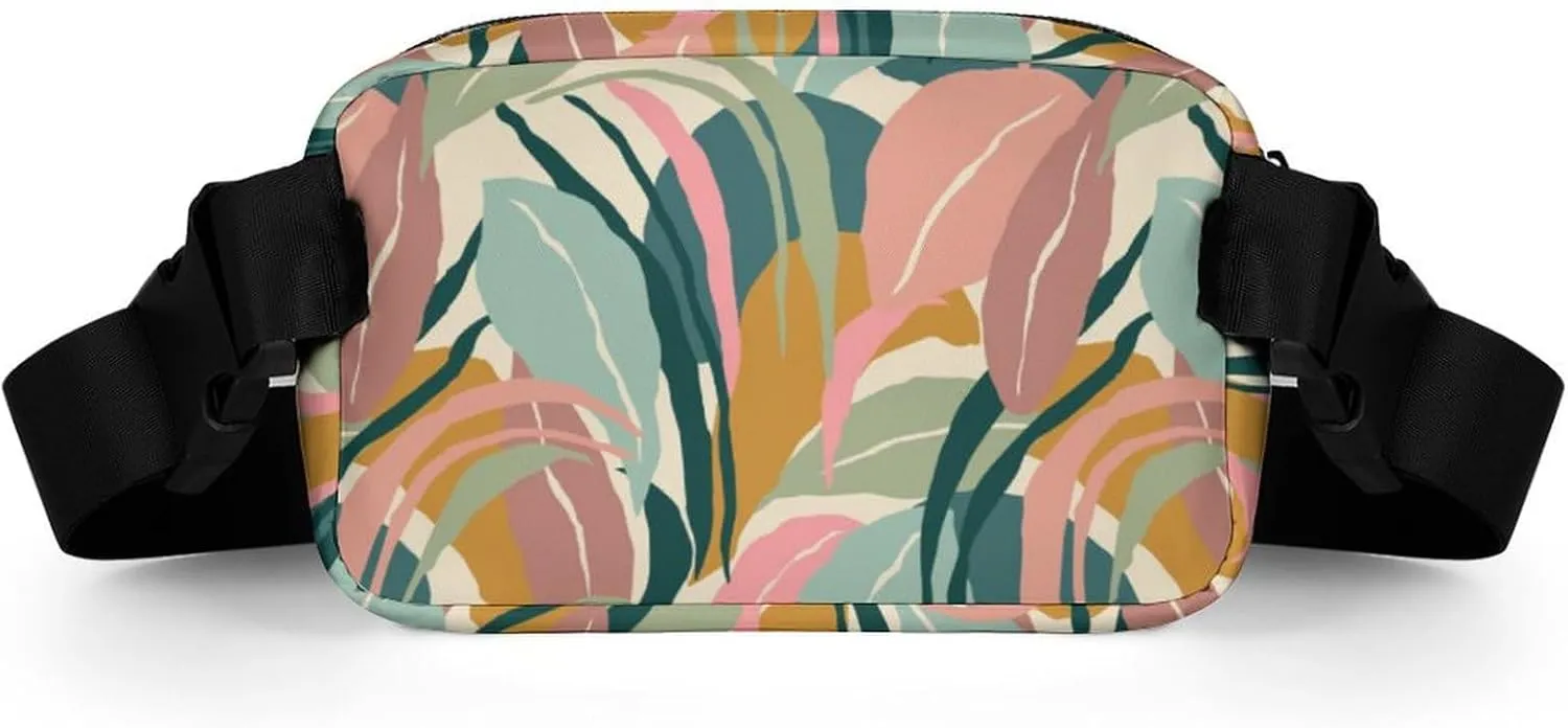 Modern Summer Leaves Belt Bag Fanny Pack Crossbody Abstract Foliage Fashion Waist Packs With Adjustable Strap For Men Women Travel Hiking Cycling Running