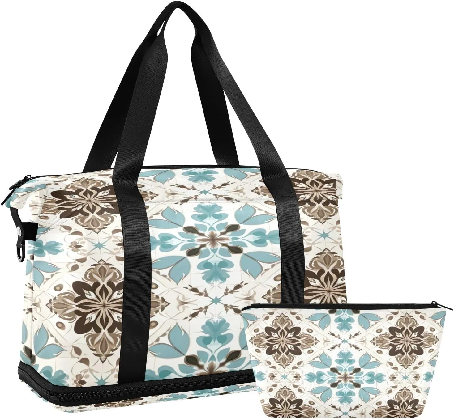 Modern Tile Sports Gym Bag with Waterproof Dry Wet Pocket, Travel Duffel Bag for Women MenWorkout Bag Fits Yoga, Swimming