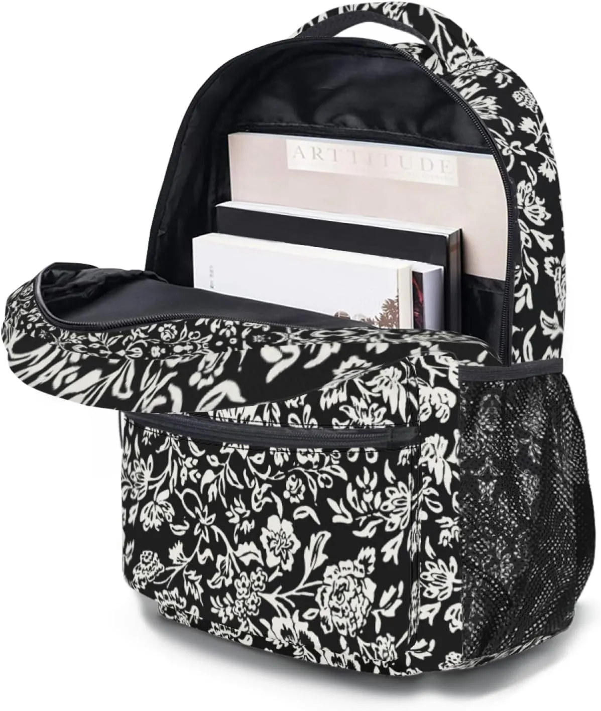 Modern Vintage Whimsical Flower School Backpack, Kids Backpack for Boys Girls, Laptop Backpack Shoulder Bookbag for Children School Hiking Camping Daypack