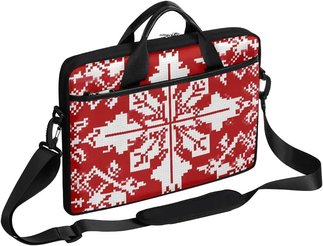 Modern Xmas Snowflakes Style Laptop Shoulder Bag Tablet Computer Notebook Sleeve Messenger Bags Carrying Case with Strap Briefcase Tote for 14 15 in Laptops