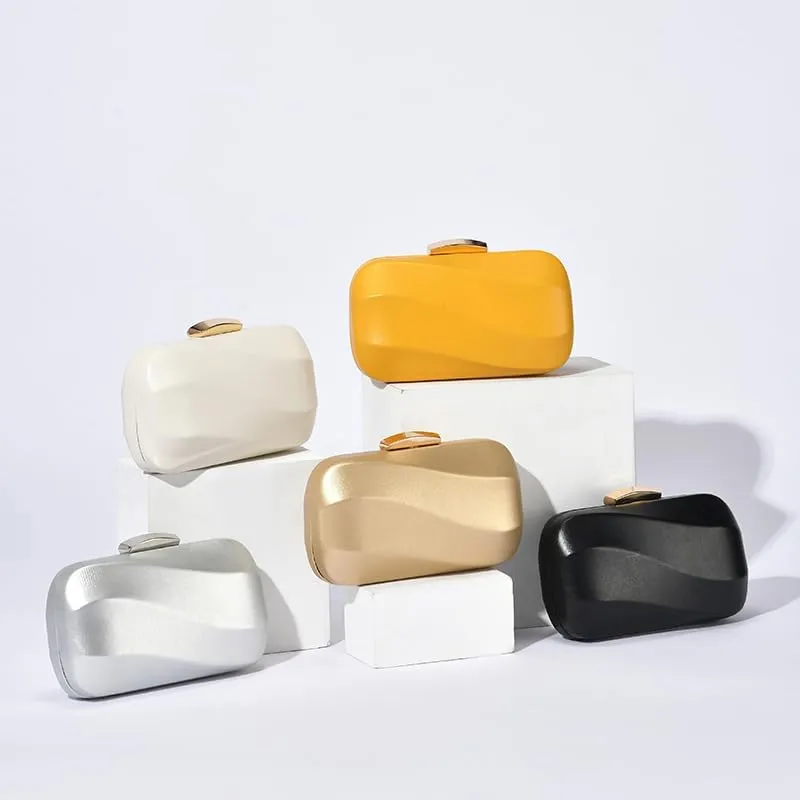Molodo PU Evening Bag for Women Unique Square Clutch Bag with Chain Trendy Dress Purses Evening Clutch Wedding Prom