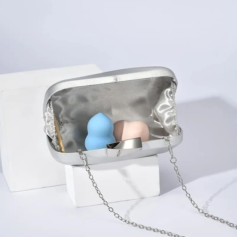 Molodo PU Evening Bag for Women Unique Square Clutch Bag with Chain Trendy Dress Purses Evening Clutch Wedding Prom