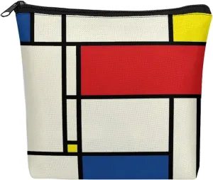 Mondrian Minimalist De Stijl Modern Art Cosmetic Bag Makeup Bag Gifts for Women Girls Daughter Sister Bestie Graduation Birthday Christmas Nurse Mothers Day Travel Zipper Pouch