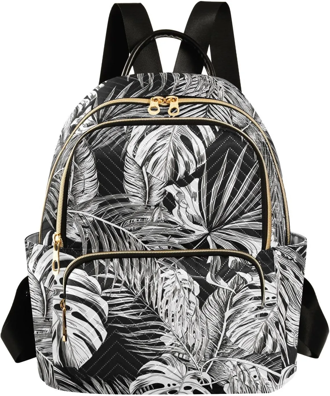 Monsteraleaves Modern Black Backpack Purse for Women Fashion Small Mini Daypack Purse for Lady Anti-theft Shoulder Bag for Lady Women