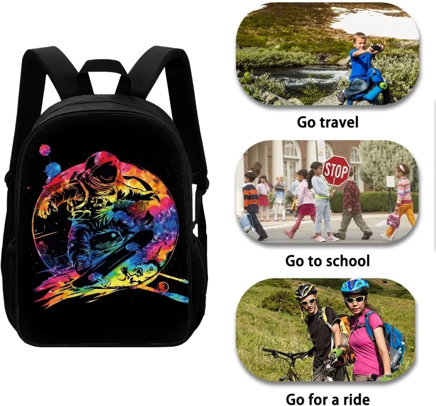 Mumeson Astronaut Simple Modern Toddler Backpack for School Girls Kindergarten Elementary Kids Casual Large Capacity School Bag Daypack for Girls Boys