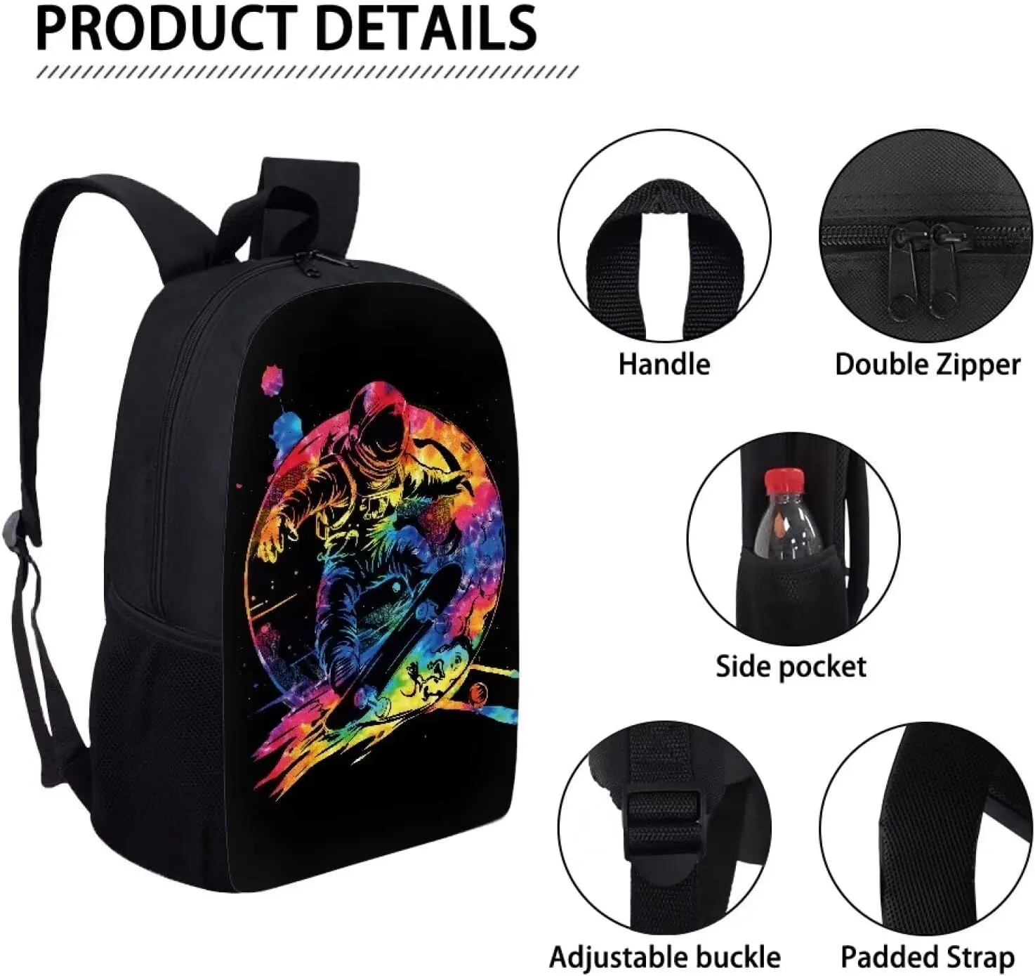 Mumeson Astronaut Simple Modern Toddler Backpack for School Girls Kindergarten Elementary Kids Casual Large Capacity School Bag Daypack for Girls Boys