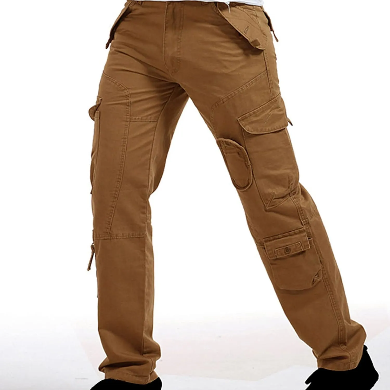 Muscularfit Baggy Sweatpants for Men 2023 Multi Pockets Buckle Zipper Cotton Cargo Pants Causal Loose Joggers Athletic Pants