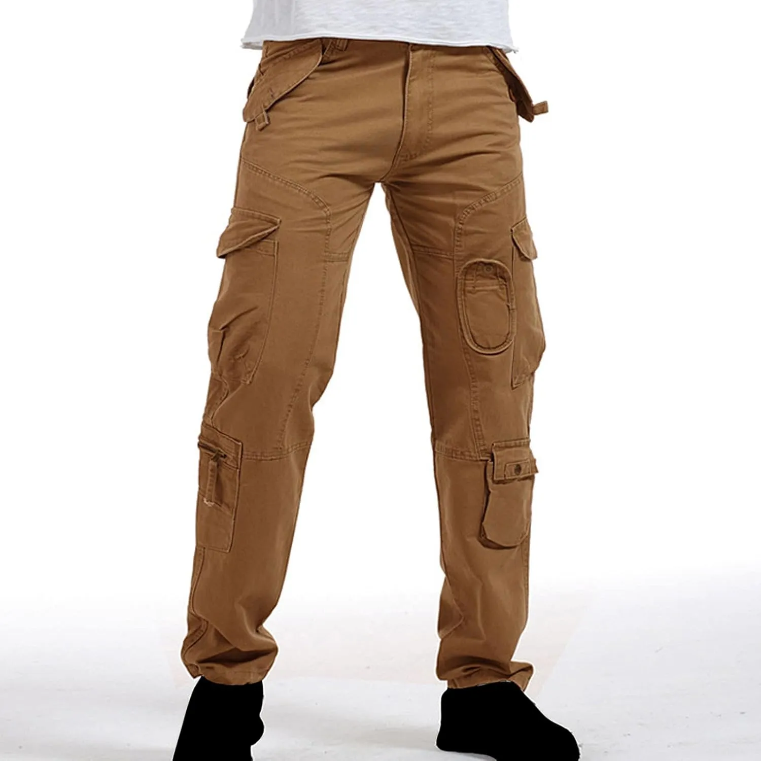 Muscularfit Baggy Sweatpants for Men 2023 Multi Pockets Buckle Zipper Cotton Cargo Pants Causal Loose Joggers Athletic Pants