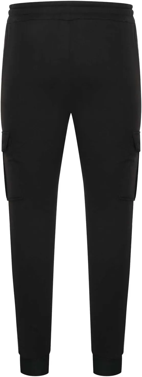 Muscularfit Black Joggers Men Slim Fit Drawstring Elastic Waist Cargo Pants Multi Pockets Causal Slacks Tapered Sweatpants