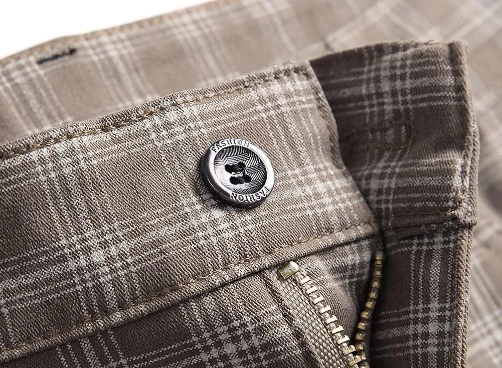 Mywinway Mens Casual Plaid Dress Pants: Stretch Skinny Busniss Slim Fit Chinos Pants