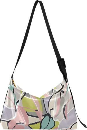 Nature Leaf Botanical Art Hobo Leather Purses for Women Large Crossbody Bags Unique Leaf Print Women Hobo Purse