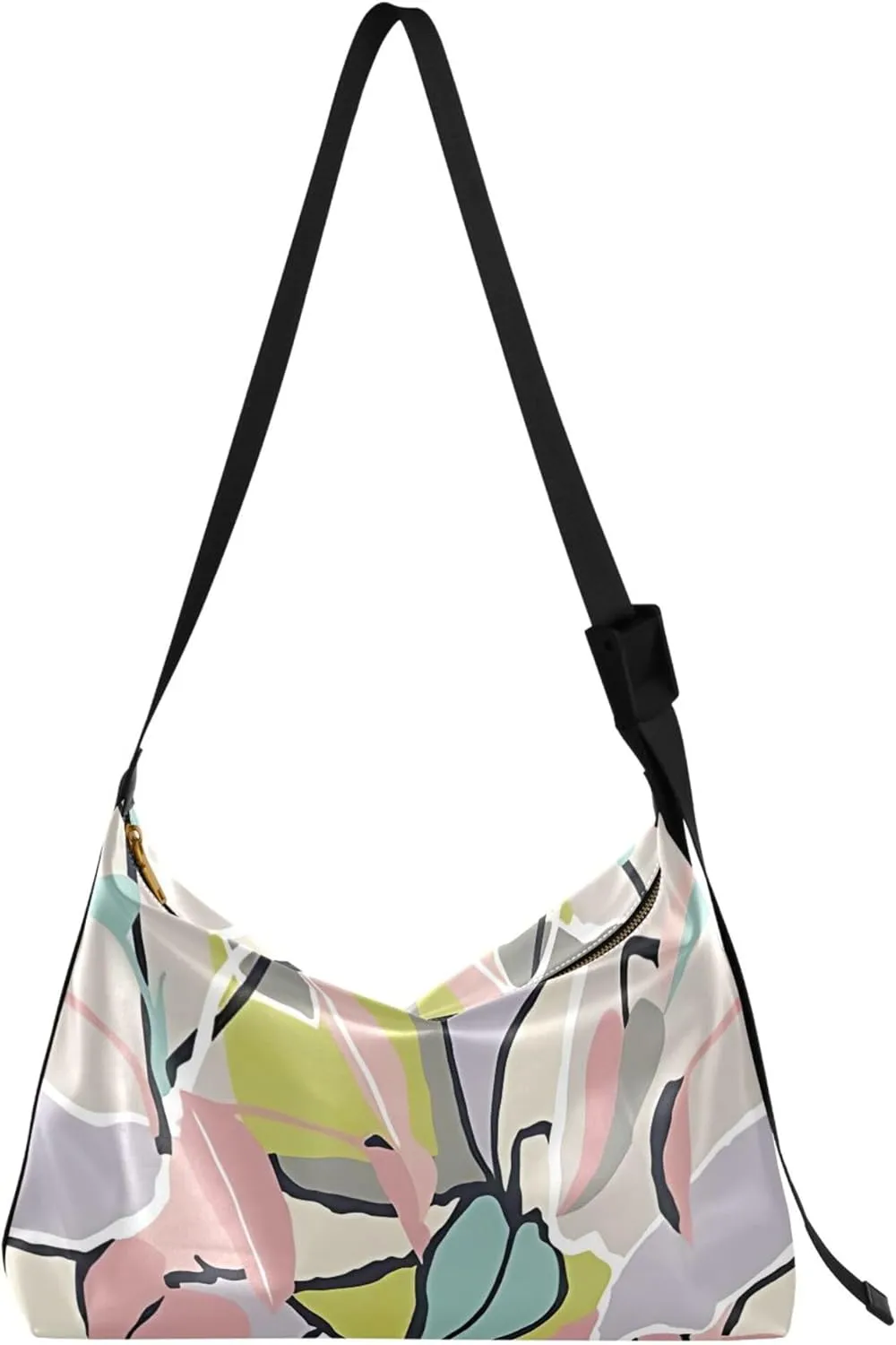 Nature Leaf Botanical Art Hobo Leather Purses for Women Large Crossbody Bags Unique Leaf Print Women Hobo Purse