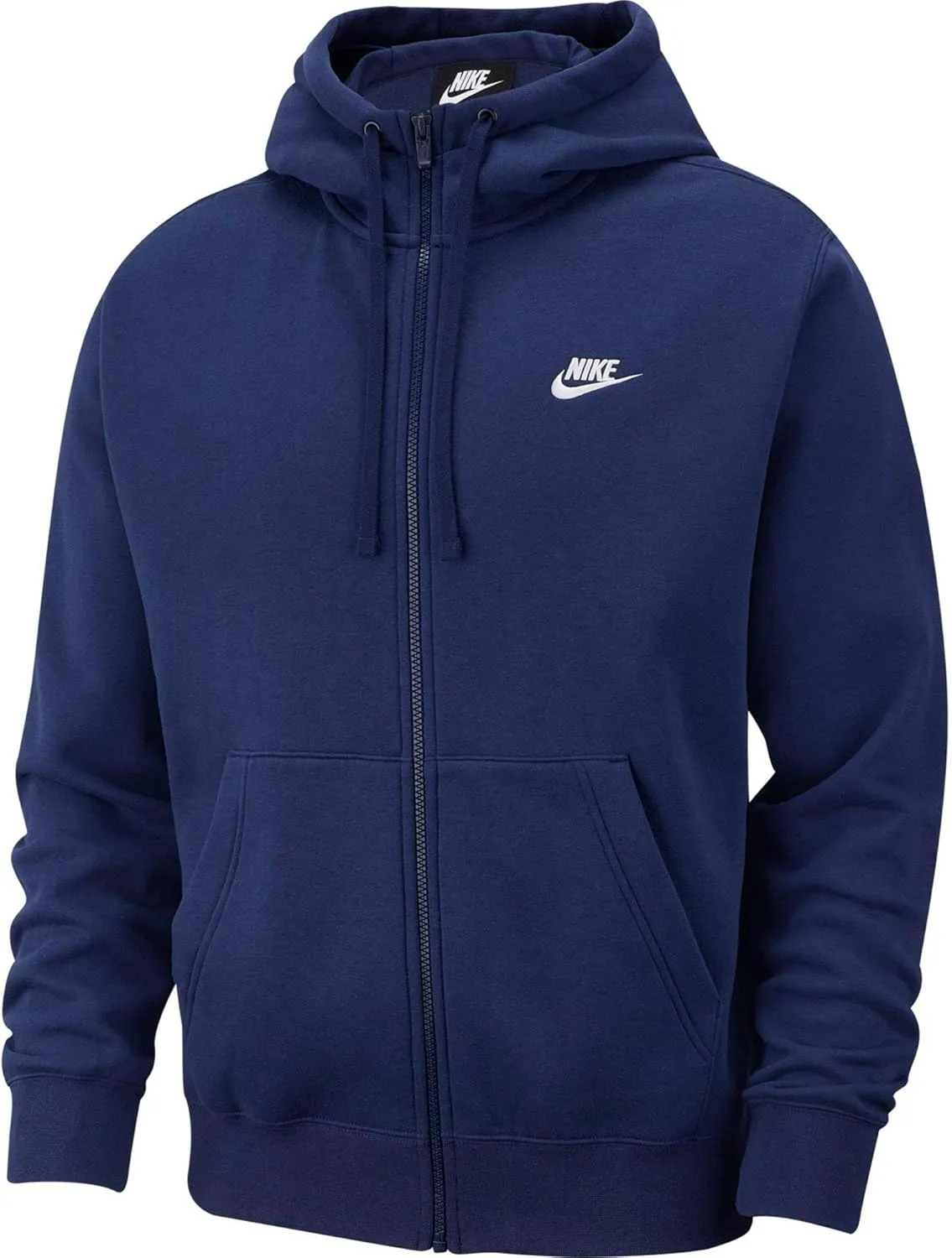 Nike Men's Sportswear Club Fleece Full Zip Hoodie, Fleece Zip-Up Hoodie Men, Midnight Navy/Midnight Navy/White, S-T