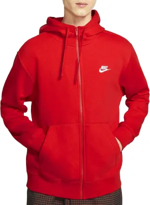 Nike Men's Sportswear Club Fleece Full Zip Hoodie, Fleece Zip-Up Hoodie Men, University Red/University Red, XL-T