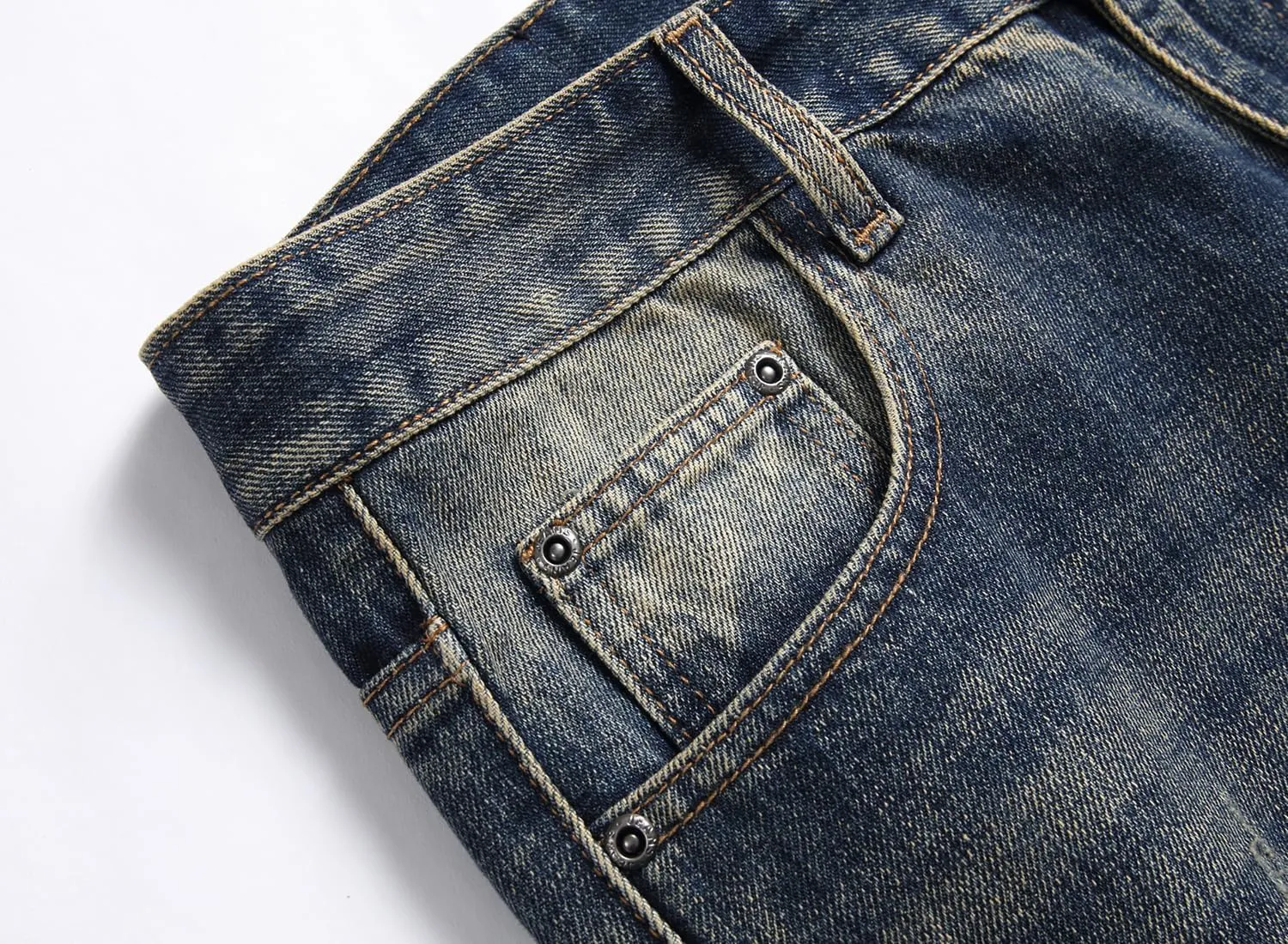 OIIIO Men's Ripped Slim Fit Straight Leg Jean Denim Pant