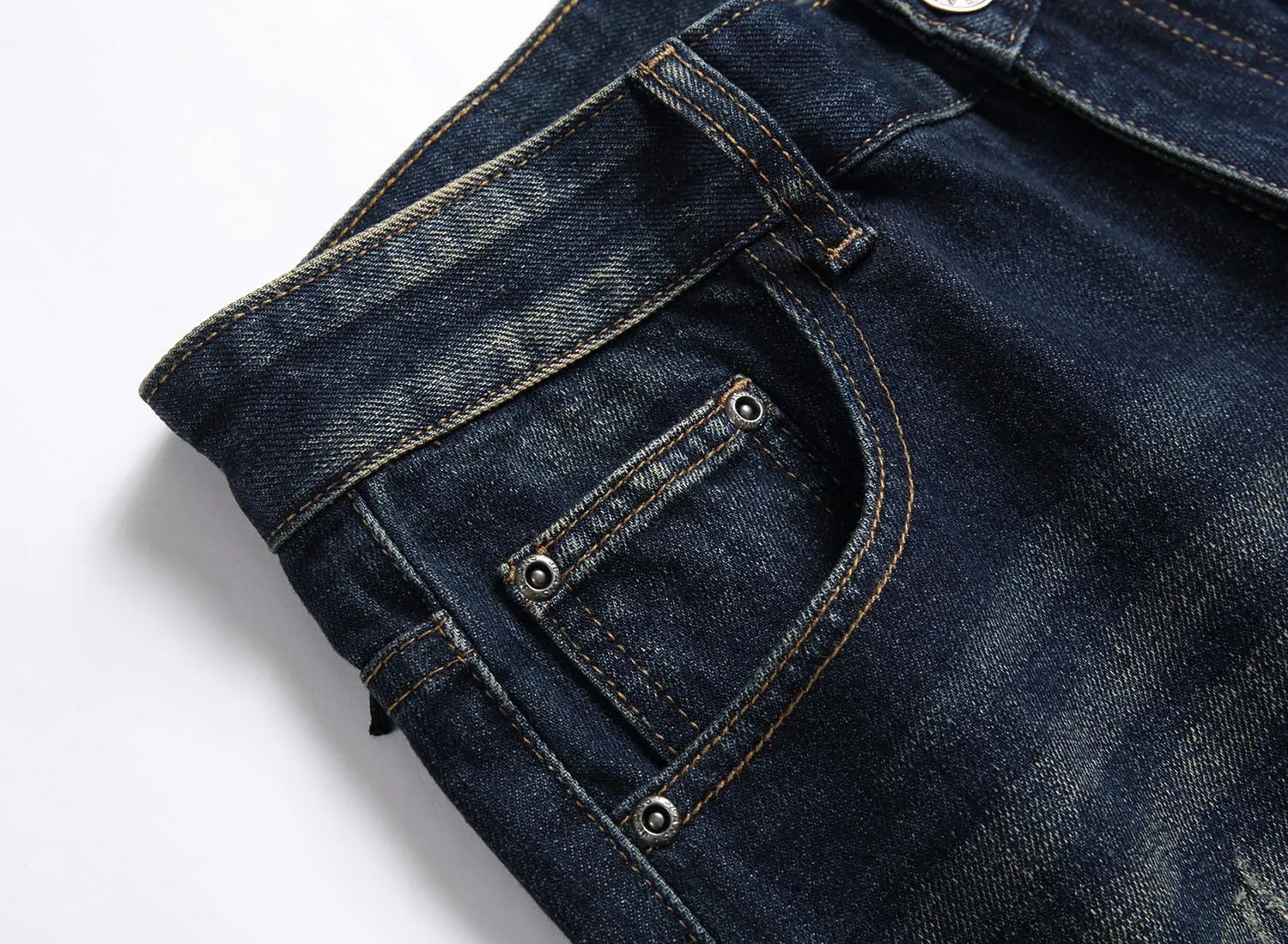OIIIO Men's Ripped Slim Fit Straight Leg Jean Denim Pant