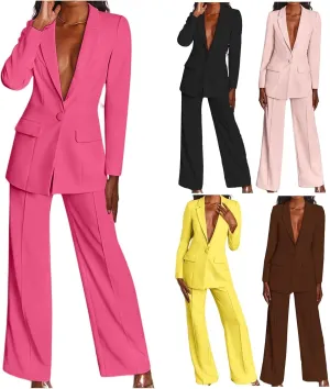 Pants Suits for Women Dressy 2 Piece Business Casual Long Sleeve Open Front Blazer Pant Suit Set Wedding Prom Work