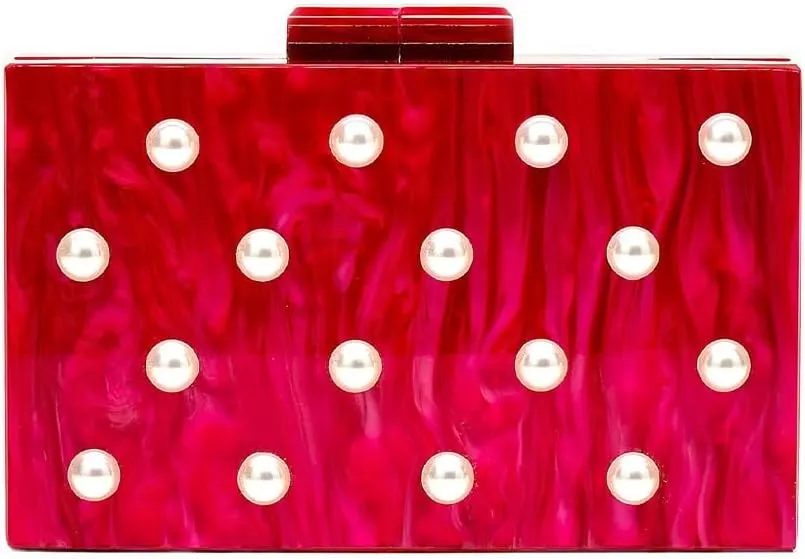 Pearl Acrylic Clutch Purse for Women Elegant Acrylic Evening Bag Unique Box Handbag for Wedding Party Prom