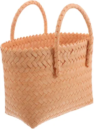 Plastic Woven Tote Bag Reusable Handbag for Shopping Beach Travel Lightweight Faux Wicker Design Spacious Interior Modern Aesthetic for Groceries and Casual Outings