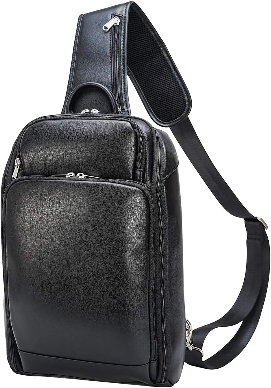 Polare Modern Style Sling Shoulder Bag Mens Travel/Hiking Daypack with Full Grain Italian Leather and YKK Zippers