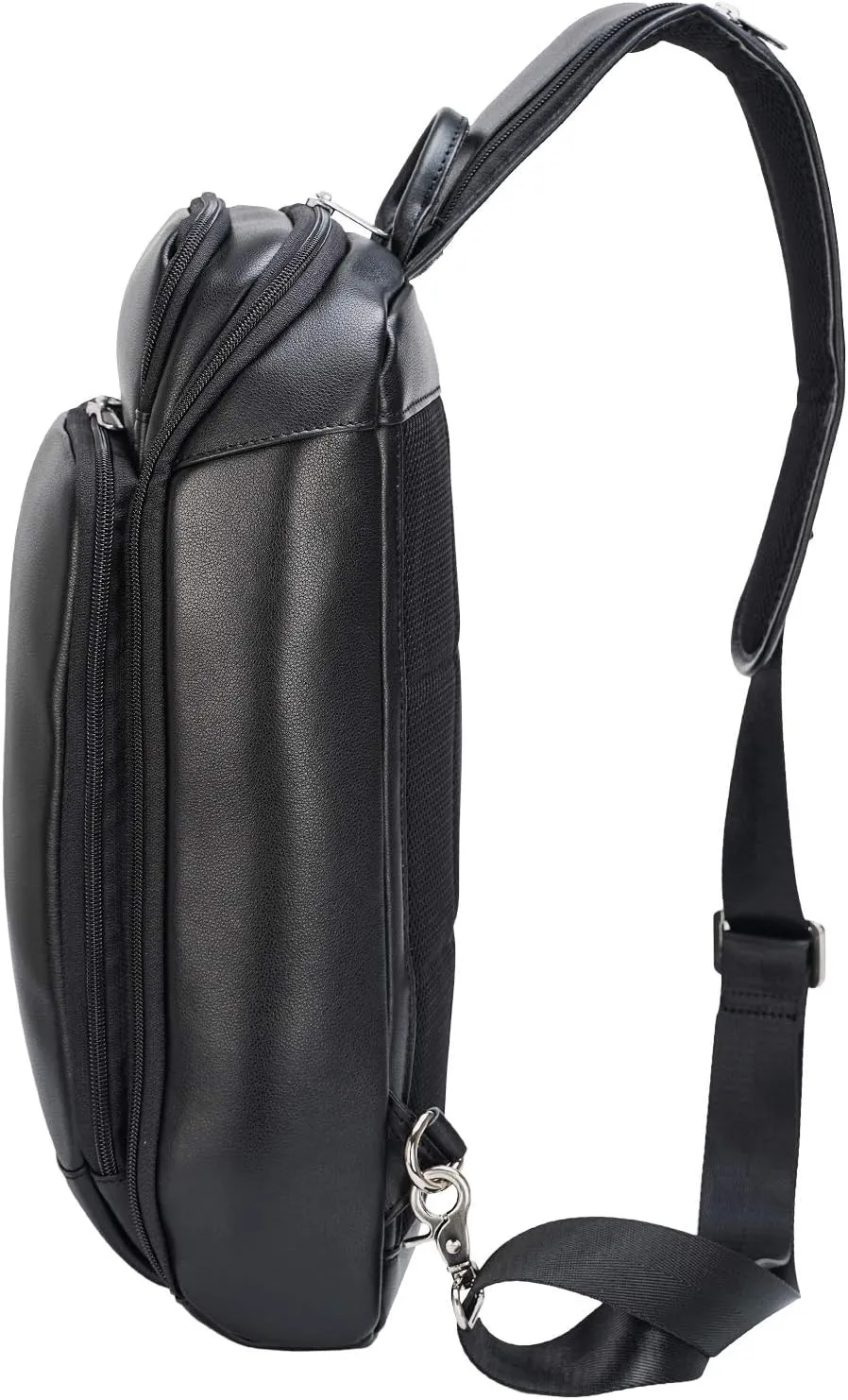 Polare Modern Style Sling Shoulder Bag Mens Travel/Hiking Daypack with Full Grain Italian Leather and YKK Zippers