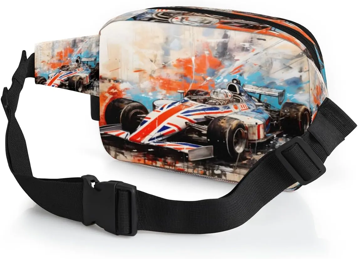 Race Car Modern Fanny Packs for Women Men, Waterproof Waist Bag with Adjustable Strap Belt Bag for Running Travel Hiking