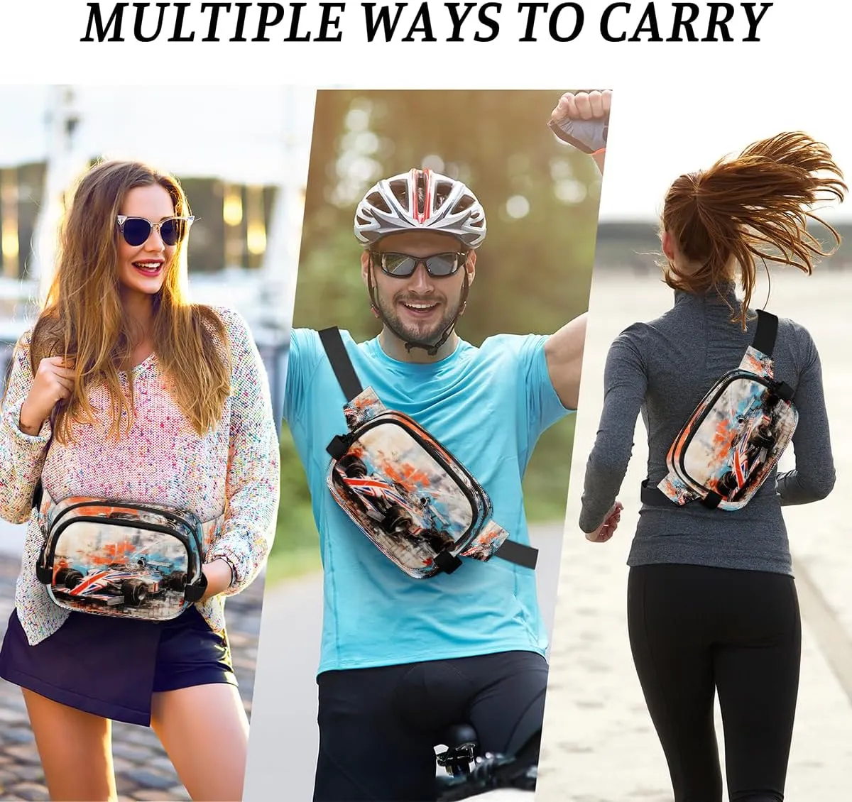 Race Car Modern Fanny Packs for Women Men, Waterproof Waist Bag with Adjustable Strap Belt Bag for Running Travel Hiking