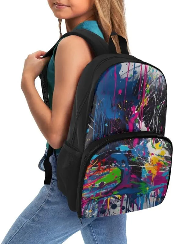 Rainbow Graffiti Splash Fade Cooler Backpack Double Deck Colorful Street Style Lunch Backpack for School Girls Backpack Set fit Hiking & Lunch