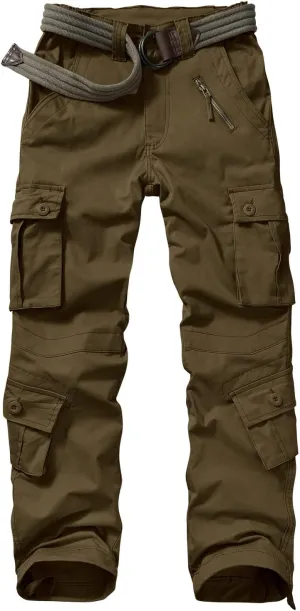 Raroauf Women's Causal Cotton Cargo Pants Military Combat Workwear Capri Pants with 8 Pockets