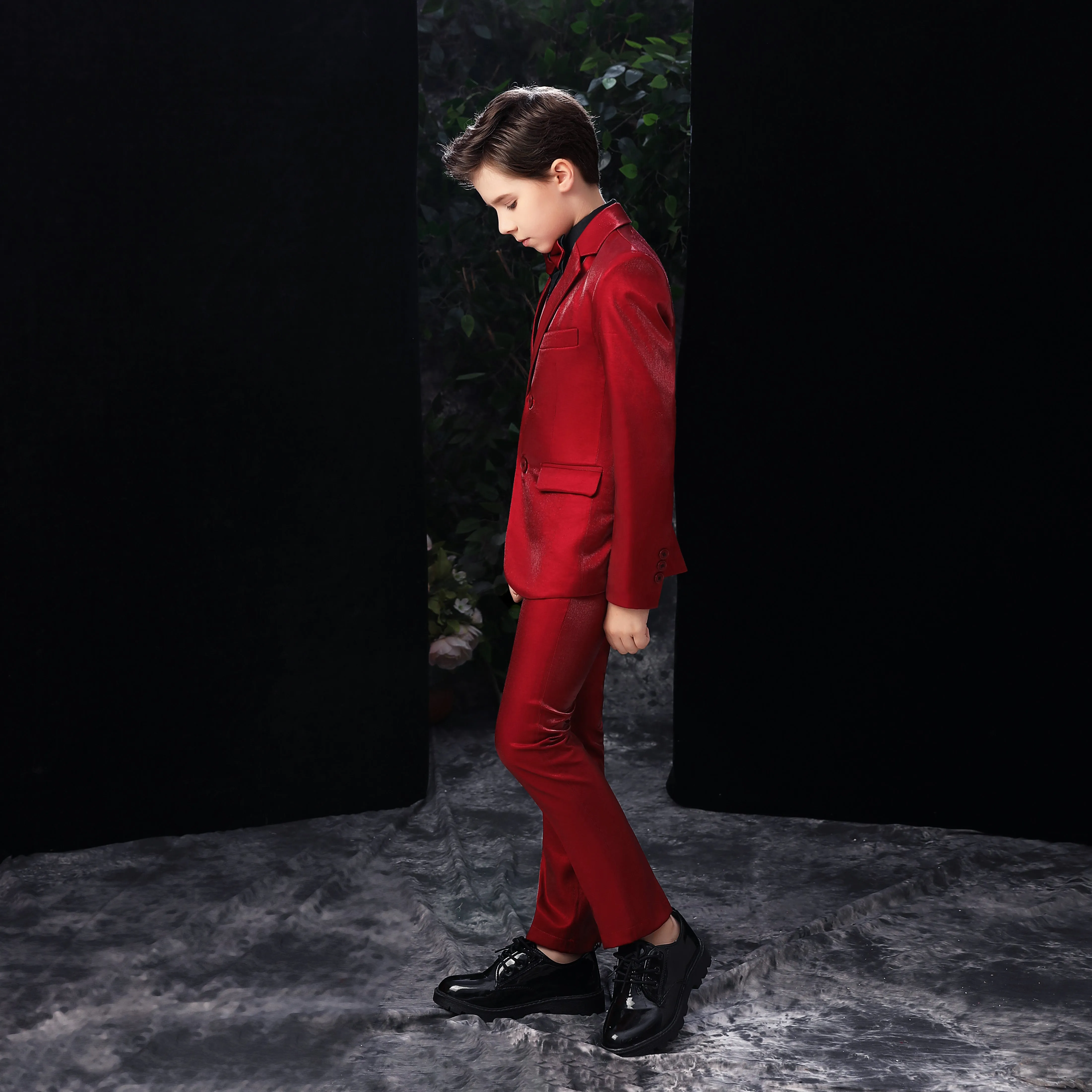 Red Slim Fit Party 5 Piece Boys Suits