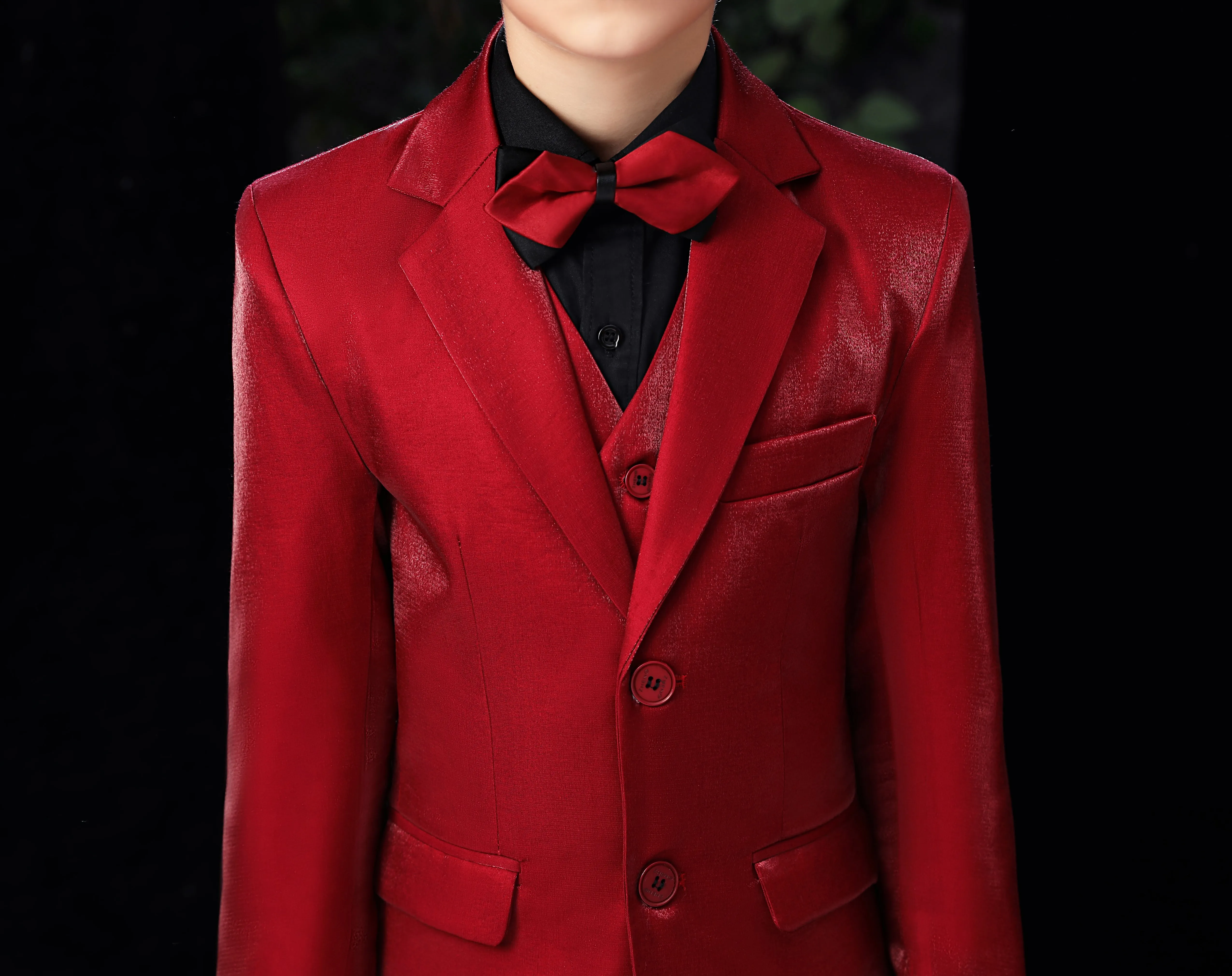 Red Slim Fit Party 5 Piece Boys Suits