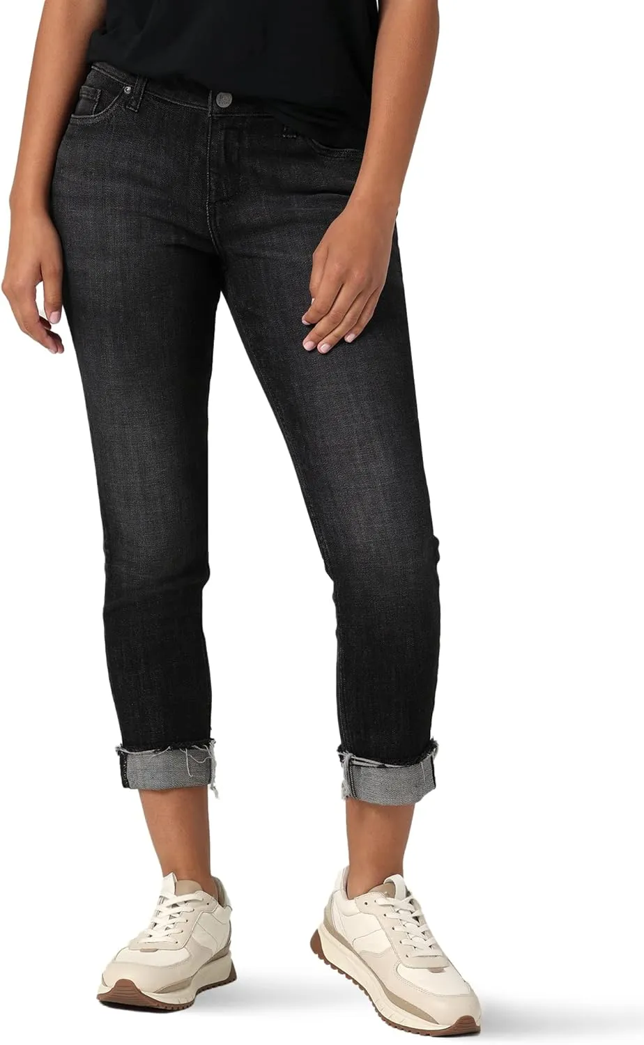 Riders by Lee Indigo Women's Fringe Cuff Boyfriend Jean
