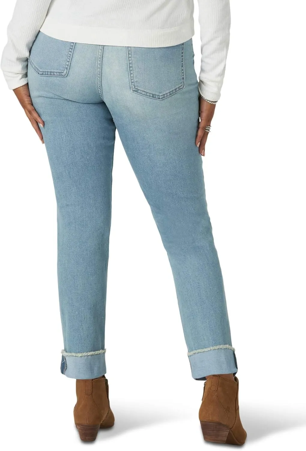 Riders by Lee Indigo Women's Fringe Cuff Boyfriend Jean