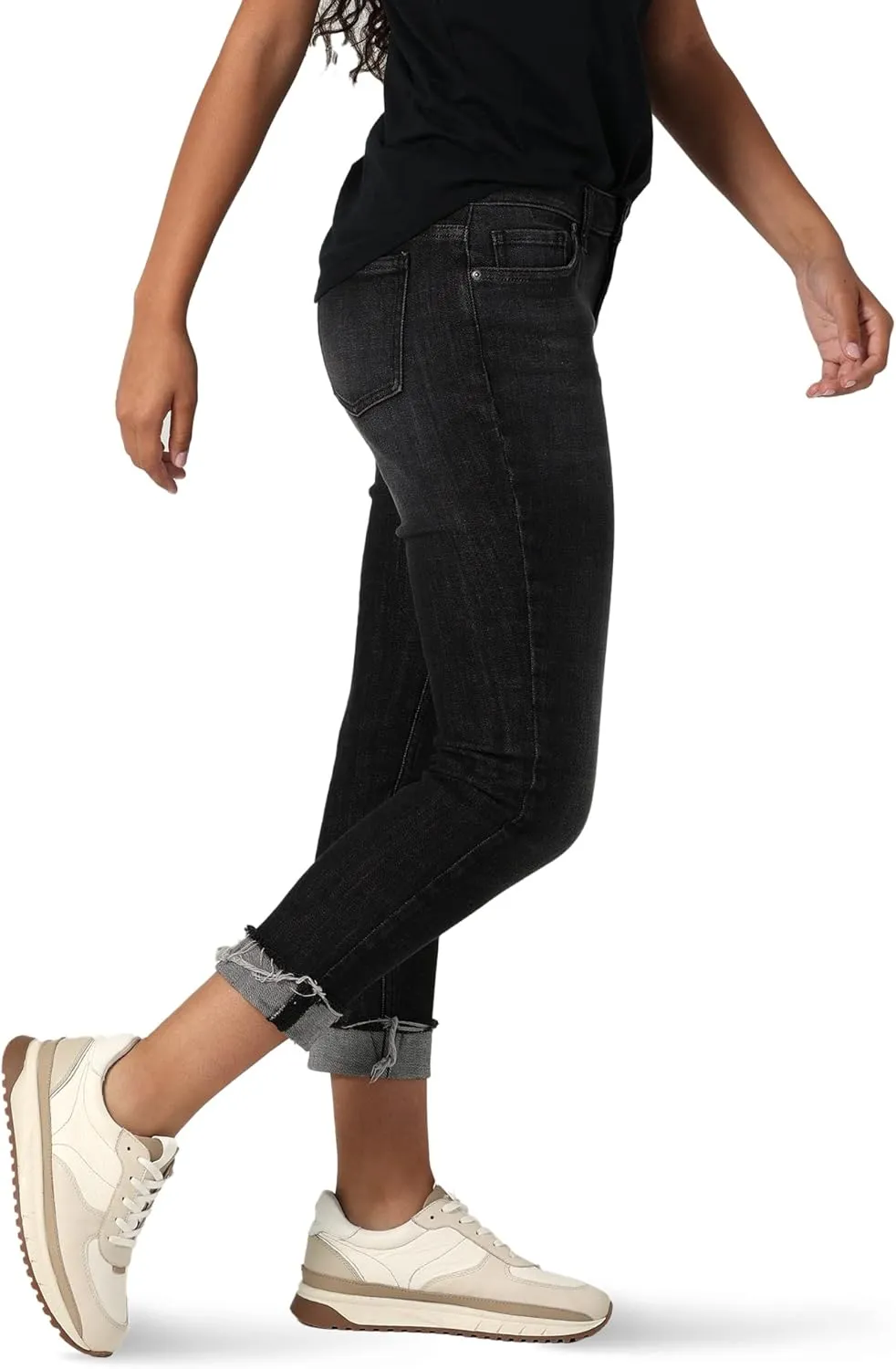 Riders by Lee Indigo Women's Fringe Cuff Boyfriend Jean