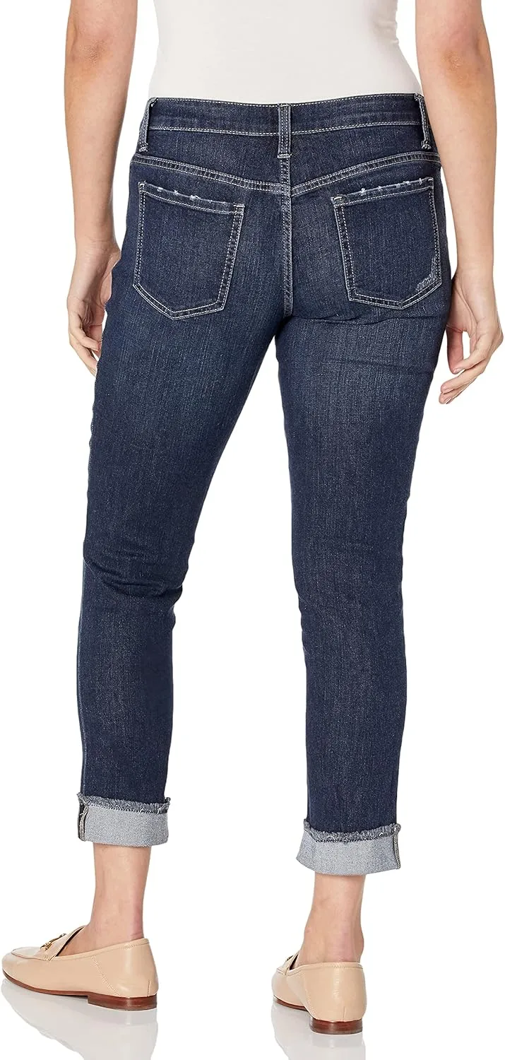 Riders by Lee Indigo Women's Fringe Cuff Boyfriend Jean