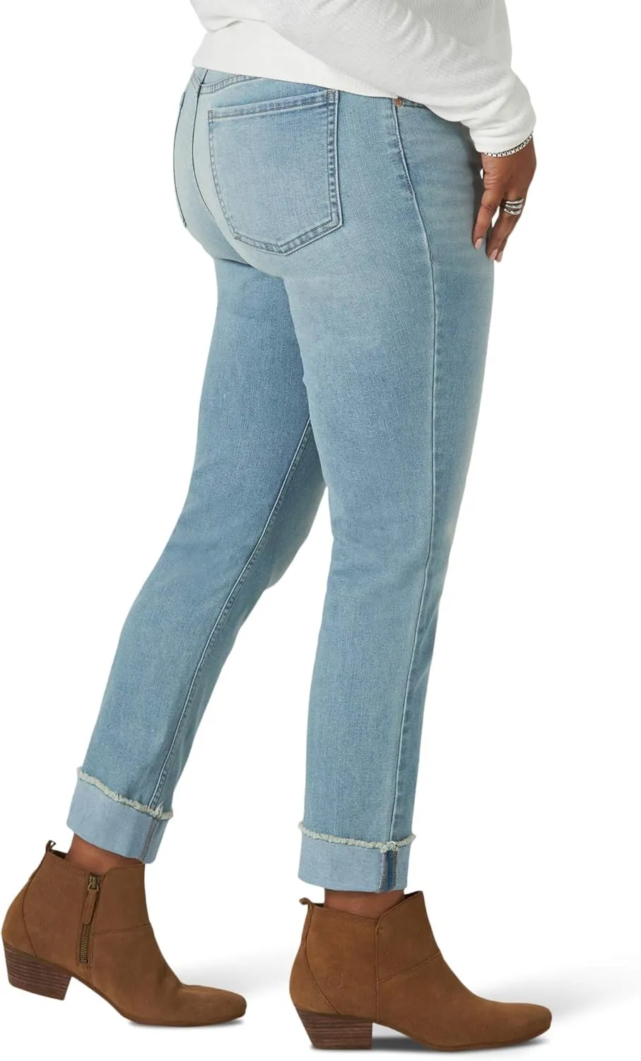 Riders by Lee Indigo Women's Fringe Cuff Boyfriend Jean