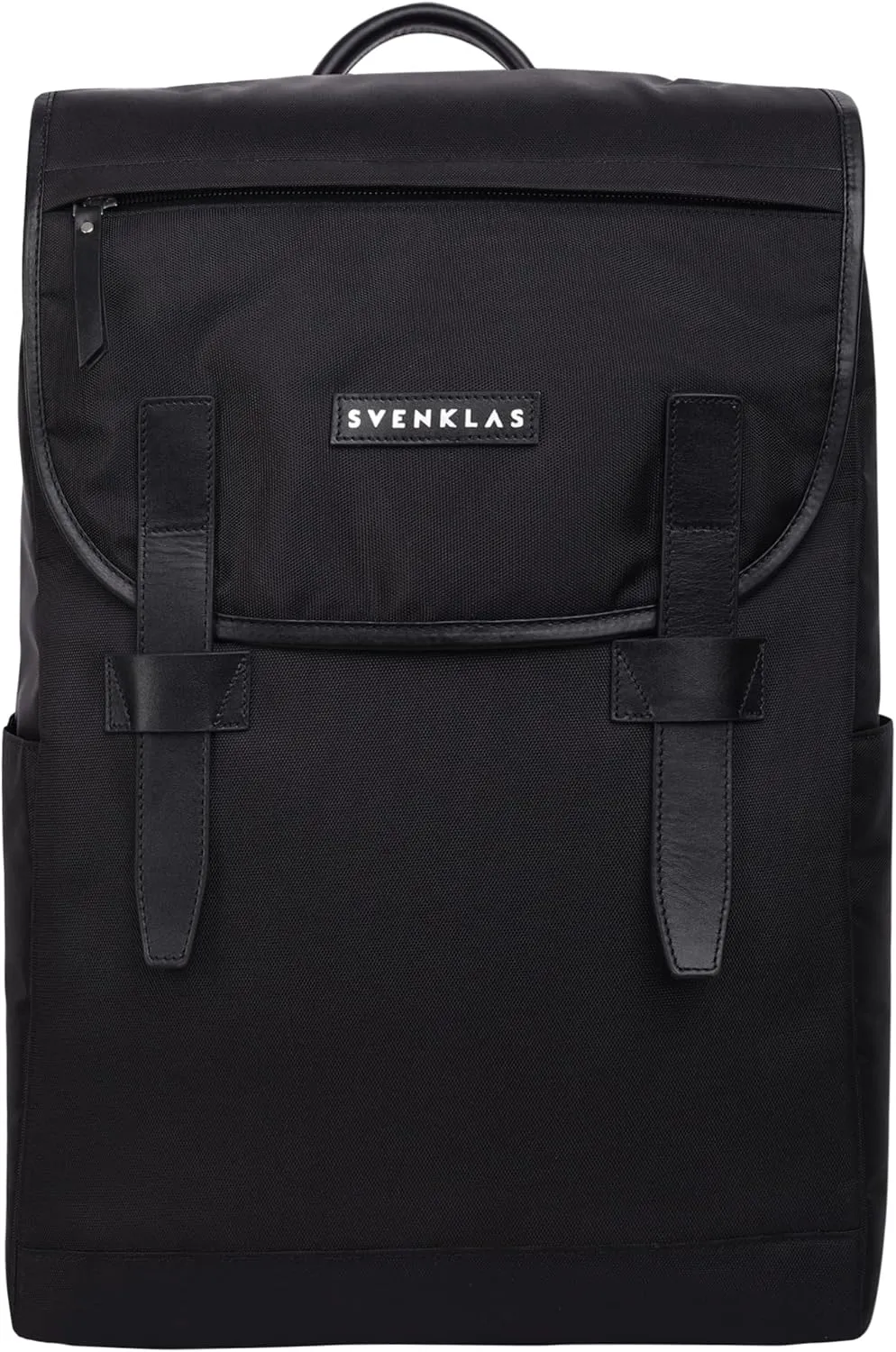 Roscoe Black Backpack | 21 L Water Resistant Recycled Polyester Premium Vegetable Tanned Laptop Leather Bag | 16 Inch Travel Backpack for Men and Women