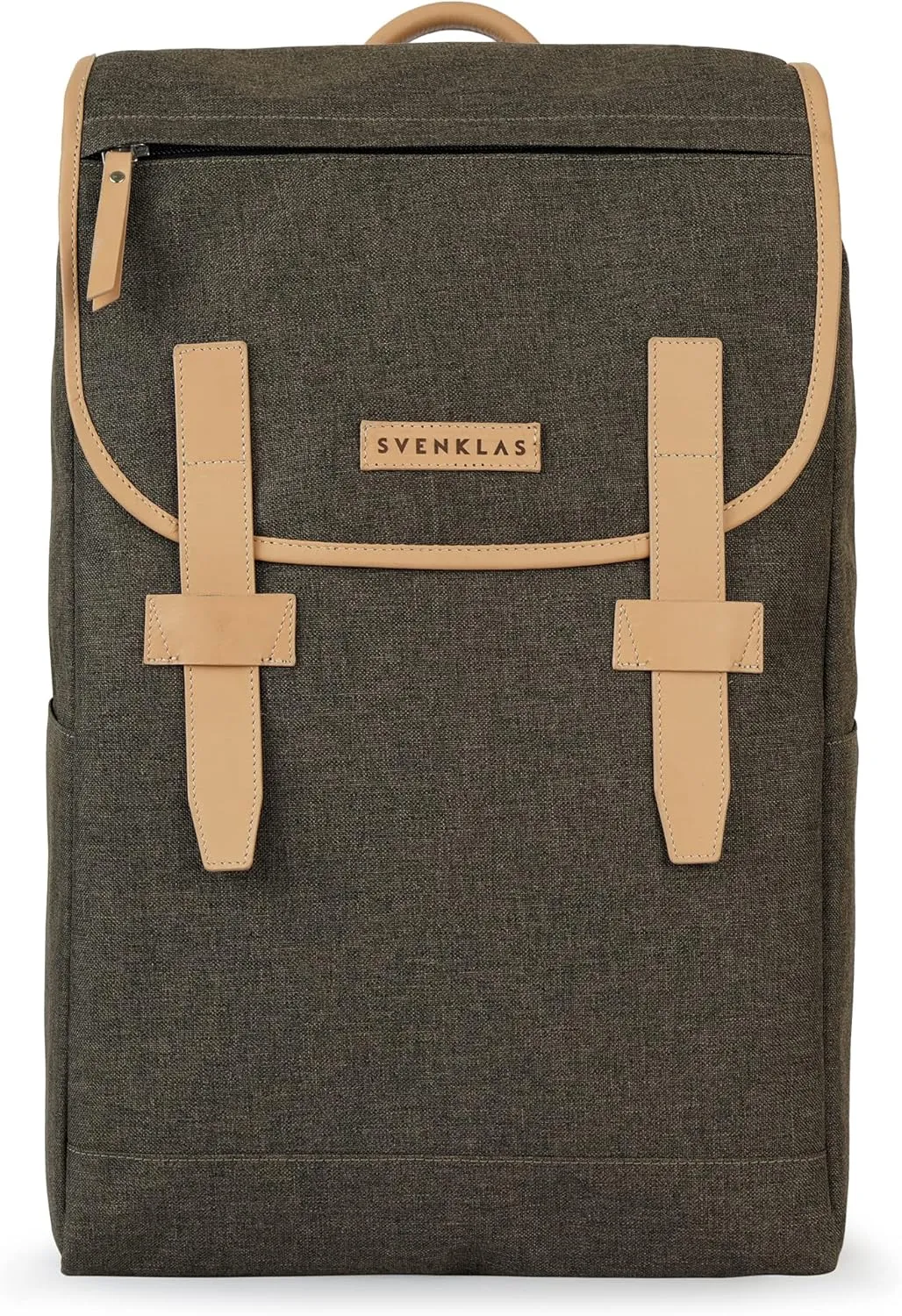 Roscoe Earth Brown Backpack | 21 L Water Resistant Recycled Polyester Premium Vegetable Tanned Laptop Leather Bag | 16 Inch Travel Backpack for Men and Women