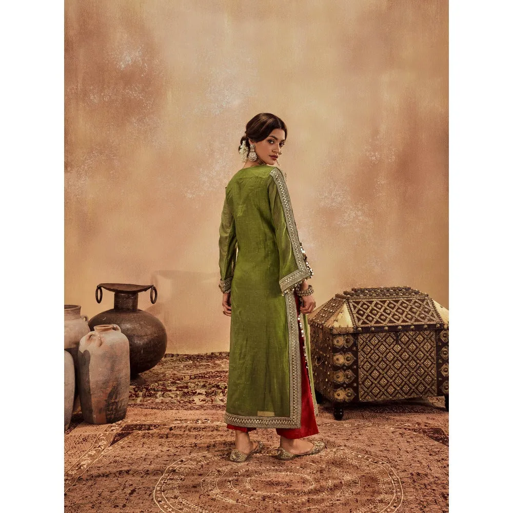 Roze Falak Green Kurta with Pant (Set of 2)