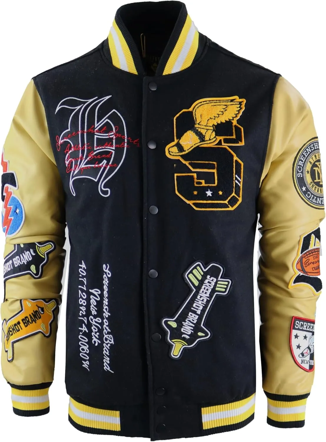 SCREENSHOT VARSITY JACKET 3202 Mens Streetwear Urban Padding Quilted Linning Heavy Fashion Jacket