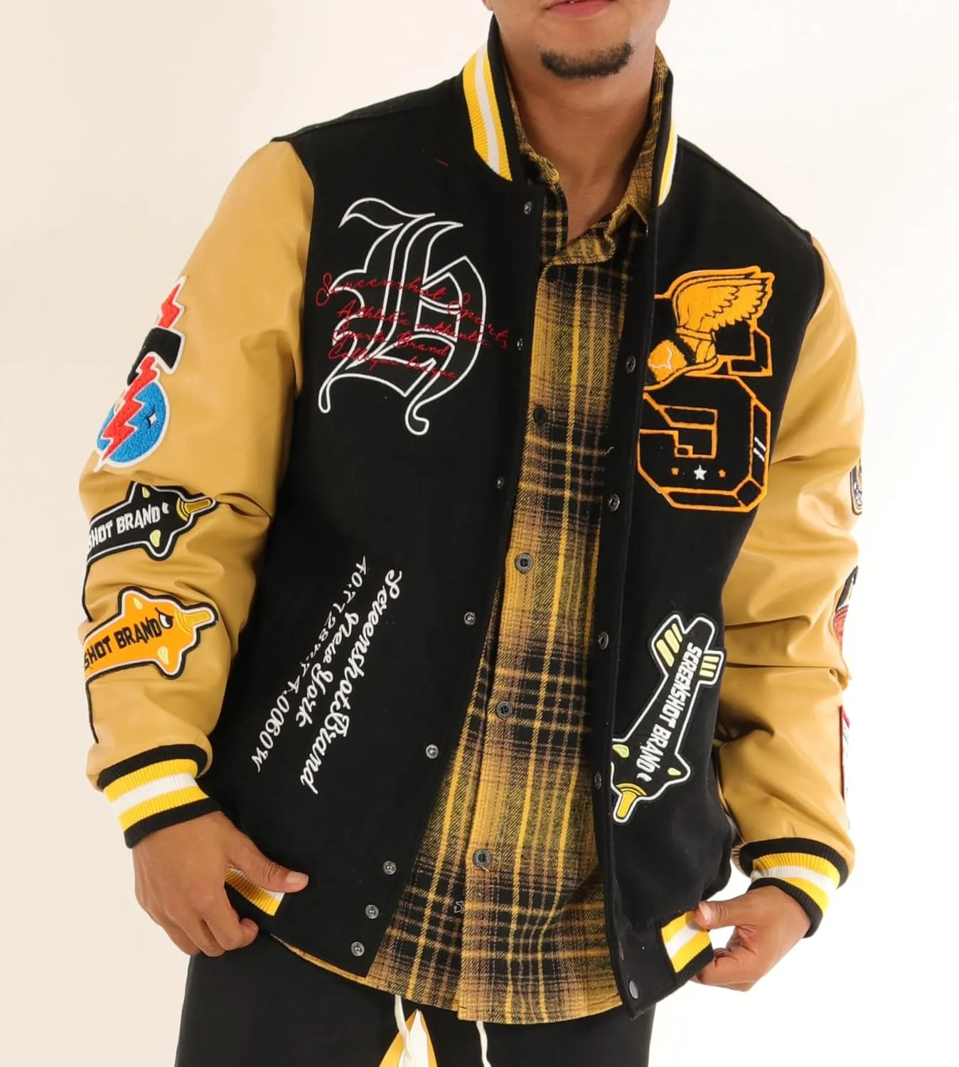 SCREENSHOT VARSITY JACKET 3202 Mens Streetwear Urban Padding Quilted Linning Heavy Fashion Jacket