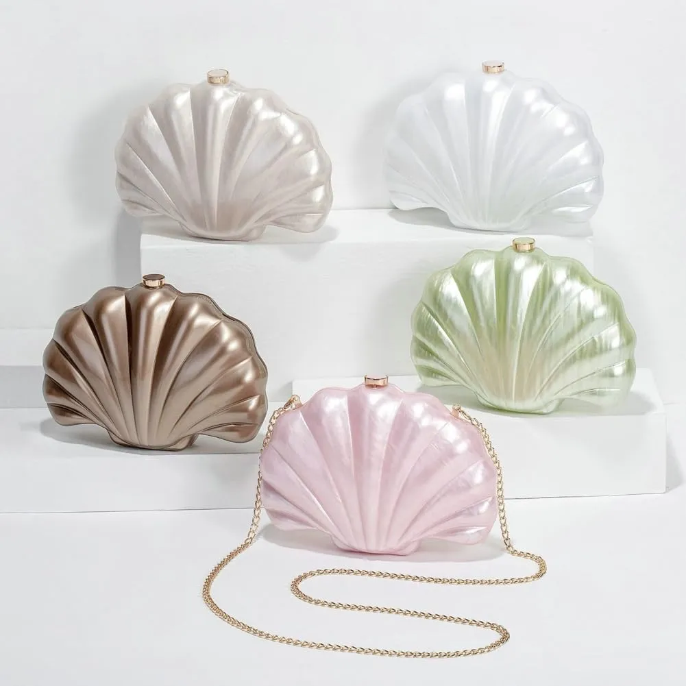 Shell Shaped Acrylic Clutch Purse Women 2025 Trendy Evening Bag Unique Handbag Cute Clutch Wedding Purse for Party