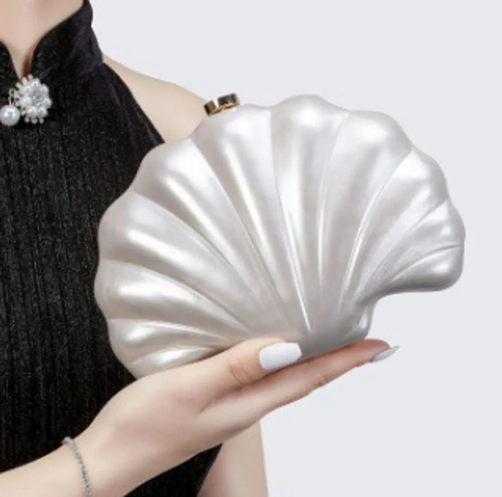 Shell Shaped Acrylic Clutch Purse Women 2025 Trendy Evening Bag Unique Handbag Cute Clutch Wedding Purse for Party